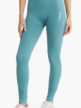 Gymshark Teal High-Waist Seamless Leggings with Laser-Cut Detail
